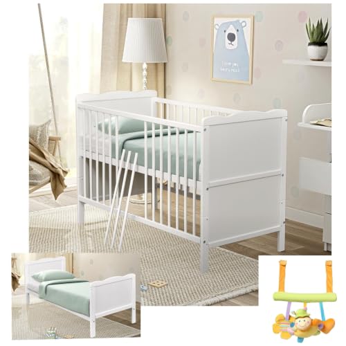 Baby Delux Babybett 70x140 cm weiß Kinderbett umbaubar zum...