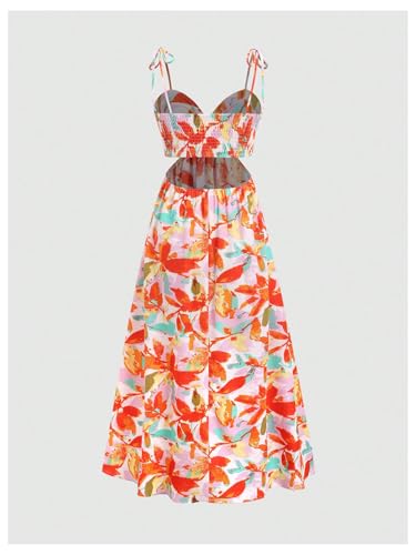 SOLY HUX Women's Floral Print Cut Out Dress Tie Shoulder Sleeveless Boho Vacation Long Flowy Dresses2