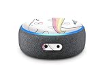 Skins4u Aufkleber Design Schutzfolie Sticker kompatibel mit Amazon Echo Dot 3.Generation Einhorn Draw