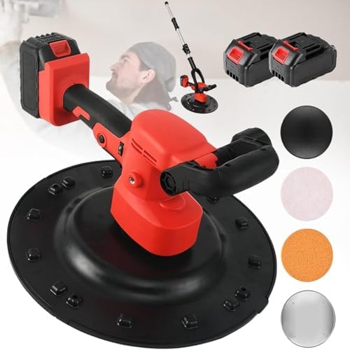 Handheld Cement Wall Smoothing Machine Kit - 6-Speed Polishing Tool for Smooth Walls, Ideal for Mortar Construction, Includes 2 Batteries for Enhanced Performance