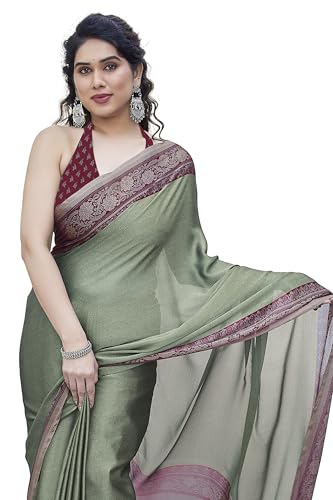 Image of MIRCHI FASHION Women Saree Ethnic Motif Print Chiffon | Breathable Lightweight Plain Weave Sari for Office and Daily Use (Available in 20 Designs)