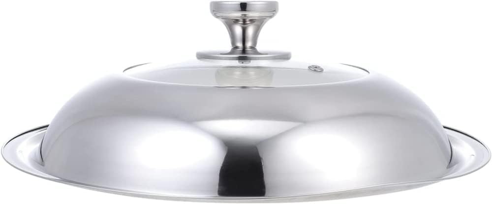 Pfannen Töpfe Deckel Abdeckung Edelstahl Bratpfannenabdeckung mit kühlem Griff Glas Kochgeschirr Deckel Kochkuppel Abdeckung Topfdeckel Ersatz - 38cm-44cm