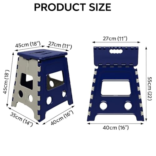 Image of Shah Enterprises Plastic Folding Stool 18 Inch (Blue)