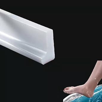 1M Shower Threshold Water Barrier,Wet Room Floor Bathroom Dam,Shower Tray Sealing Strip,Kitchen Sink Bathtub Countertop Retaining Strip, Water Stopper StripL Shape, 3cm High