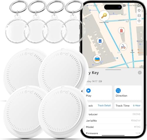 Image of 4 Packs Tracker Tags Smart Bluetooth Tracker Both iOS and Android Android GPS Tracker Tag with 4 Waterproof Keyrings Tag Locator Smart Tag for Keys,Suitcase,Wallet and More.