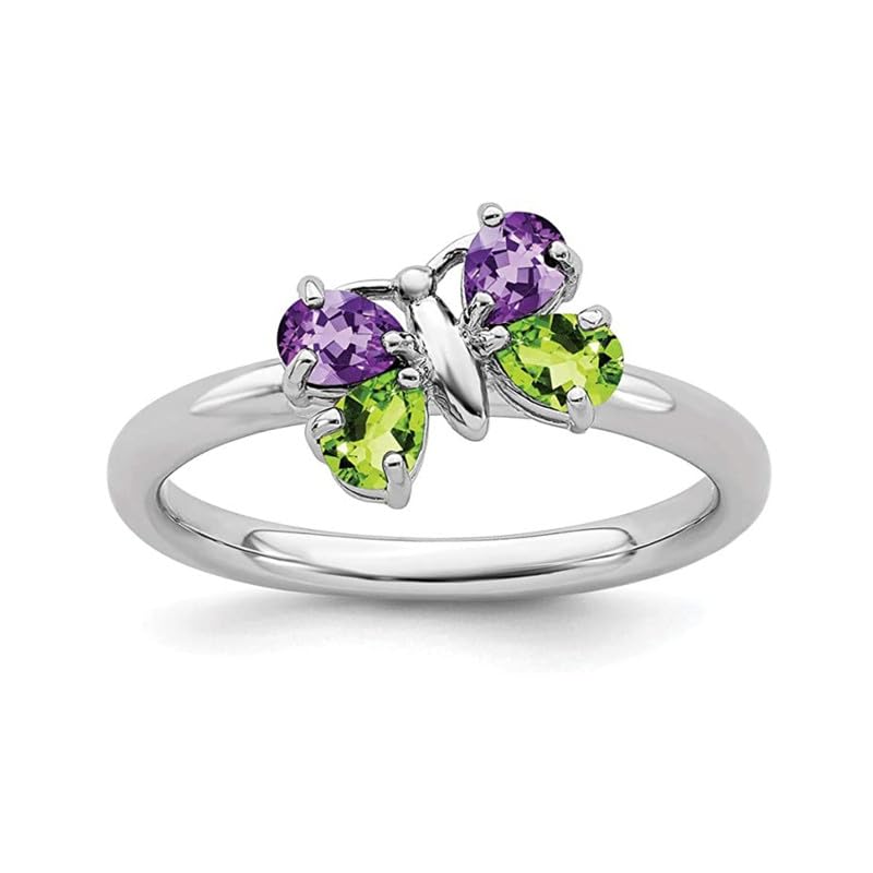 Bague améthyste péridot argent anti-allergie alliance poire durable