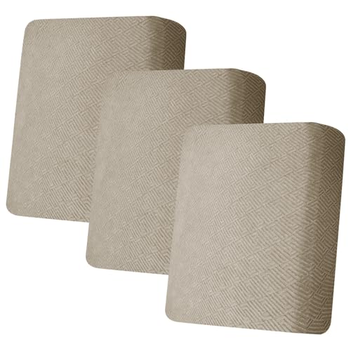 ZNSAYOTX Stretch Individual Cushion Covers Sofa Cushion Couch Seat Covers Slipcovers Soft Replacement Unique Pattern Furniture Protector with Elastic Bottom (Khaki, 3 Pcs XL Cushion Covers)