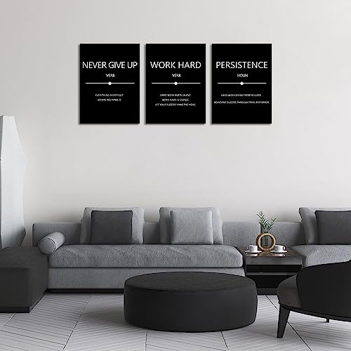 Unbruvo Inspirational Canvas Wall Art, Motivational Office Wall Decor, 3 Pieces Black Never Give Up Positive Quotes Wall Art for Workplace Living Room Bedroom(36''W x 16''H) by Unbruvo - Used condition - Image 4