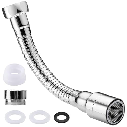 ChAusa Rallonge de robinet flexible de 20 cm, économiseur d'eau, pivotant, avec 2 adaptateurs de robinet, régulateur de jet, tête de pulvérisation pour cuisines, salles de bains, bars, toilettes