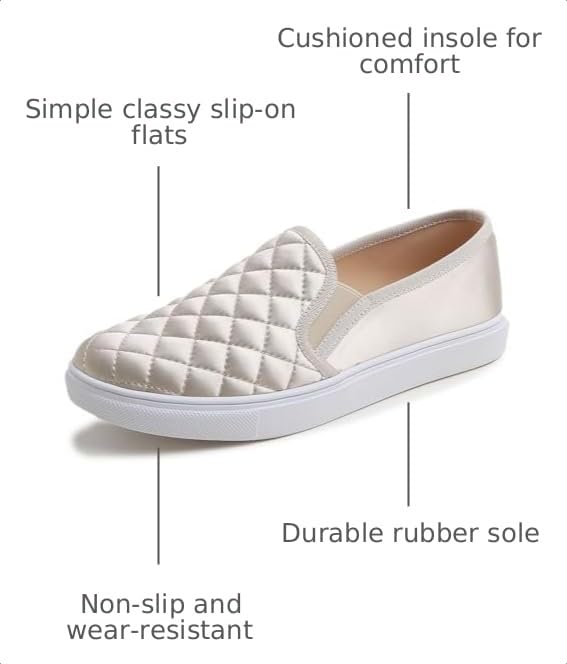 Image of FEVERSOLE Women's Casual Slip On Sneaker Comfort Quilted Loafer Flats