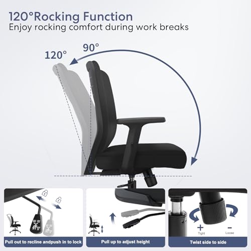 Schwake Office Chair Home Office Desk Chair with Adjustable Arms - Mid Back Computer Chairs for Adults - Swivel Task Chair Comfortable for Home Office by Schwake - Image 3