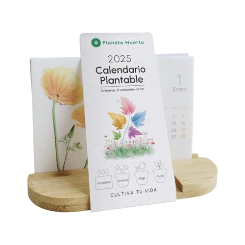 PLANETA HUERTO | Calendario Plantable 2025 – Diseño Ecológico y Sostenible para Cultivar Flores Mes a Mes, Ideal para Conectar con la Naturaleza