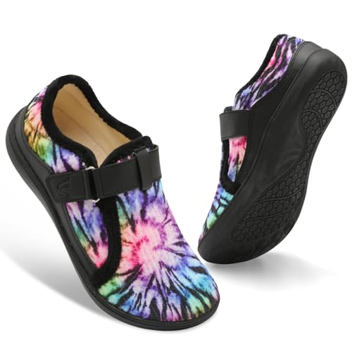 Image of Spesoul Wide Womens Slippers Adjustable House Shoes Indoor Outdoor Barefoot Slippers Cozy Walking Shoe Swollen Edema Diabetic Shoes