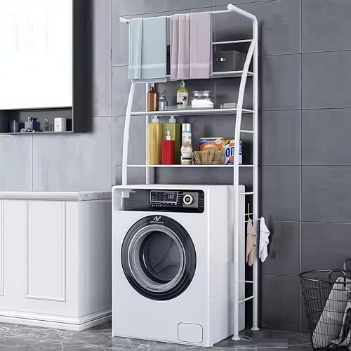 MISSLO Over The Washing Machine Storage Shelf - 3 Tier Over Laundry Washing Machine Steel Freestanding Organizer Rack Standing Shelf