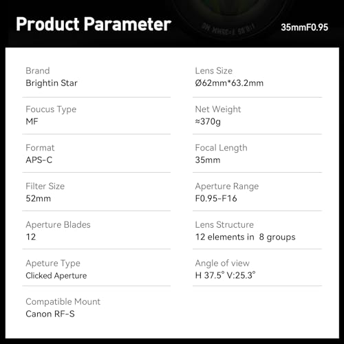 Image of brightin star 35mm F0.95 APS-C Large Aperture Manual Focus Mirrorless Camera Lens, Fit for Canon RF-Mount EOS-RP, EOS-R, EOS-R5, EOS R7, EOS-R6, EOS-R3, EOS-R10,Black