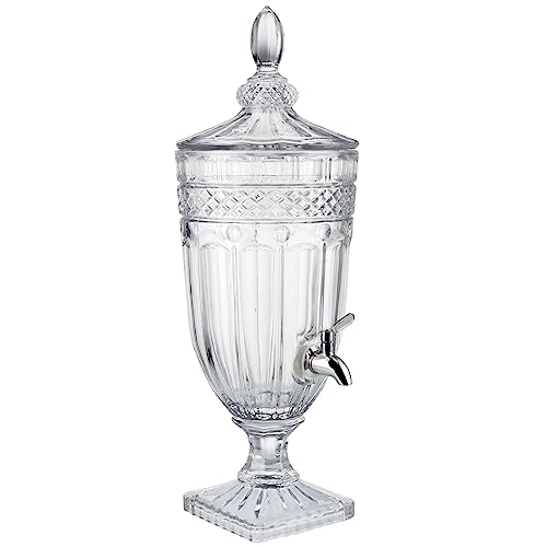 Moligou Glass Iced Beverage Dispenser, 0.8 Gallon Drink Dispenser With Glass Lid And Stainless Steel Spigot, Wide Mouth Beverage Server For Party, Bar #TOP1