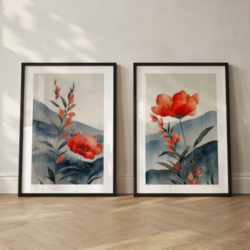 Image of COLOSSAL ART HOUSE Wall Art Set of 2 - 10x13 inch Framed Paintings for Living Room, Bedroom & Home Decor - Modern Wall Decoration for Interior Spaces, Aesthetic & Stylish Design Tan