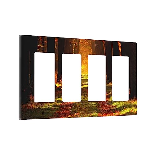 Árbol rústico de la naturaleza, hoja de arce de otoño, 4 bandas, interruptor de luz decorativo, placa de pared, cubierta de salida Gfci, hojas de otoño doradas, parque de bosque, follaje, árbol,