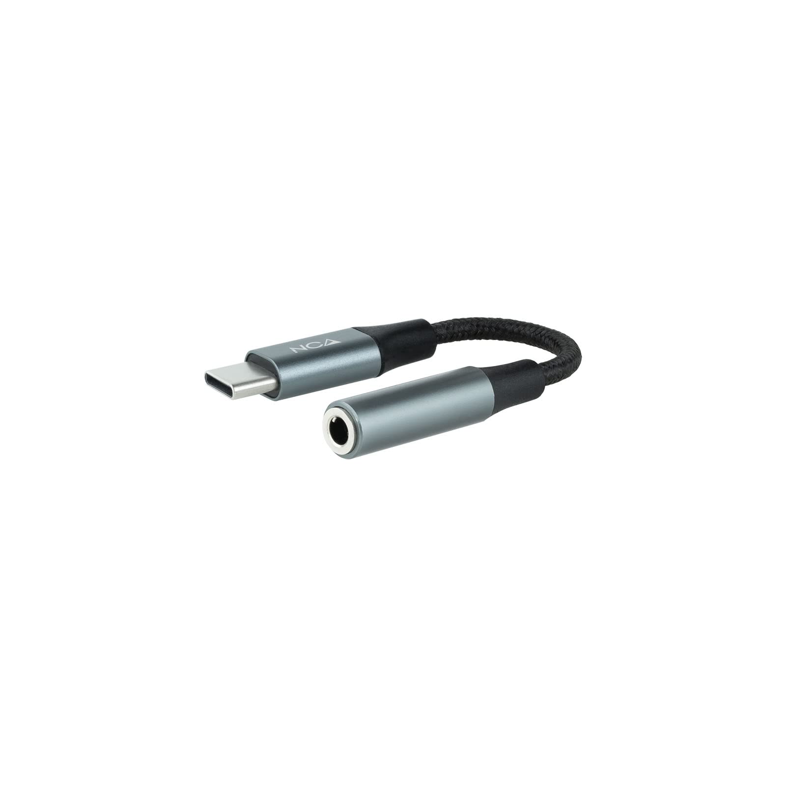 NANOCABLE 10.24.1204 – Audio Adapter Cable, USB-C/Male to Jack 3.5/Female, 11 cm, Black/Grey
