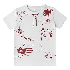 Halloween Zombie Kostüm T-Shirt für Herren, Blutspritzer, Baumwolle