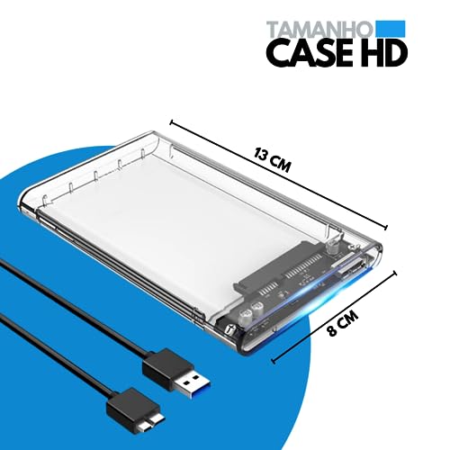 Case Para HD Transparente Usb 3.0 Transmissão 6gbps Sata 2.5