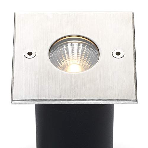 Preisvergleich Produktbild LED Bodeneinbaustrahler Trofa / Bodeneinbauleuchten / Bodenstrahler / Bodenleuchte / Bodenlampe / Bodenspot / Gartenbeleuchtung / 5W / Edelstahl / Eckig / Außen / 230V / IP67 / Warmweiß