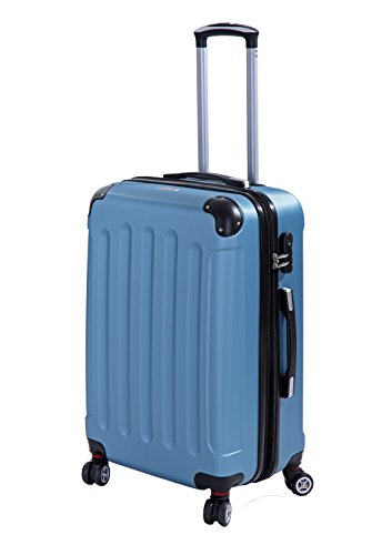 Preisvergleich Produktbild P-Collection Koffer Trolley Handgepäck Reisekoffer Hartschalenkoffer Zwillingsrollen M-L-XL-Set Dehnungsfuge 5 Farben (Blau Größe L)