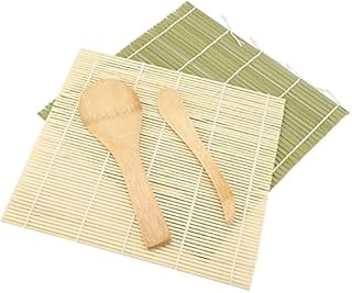 Sushi Making Kit - 4 Pcs Bamboo Sushi Mat Set, DIY Sushi Rolling Mats Sushi Making Roller Starter Kits for Beginners, Includes 2 Bamboo Rolling Mats -1 Rice Paddle -1 Rice Spreader