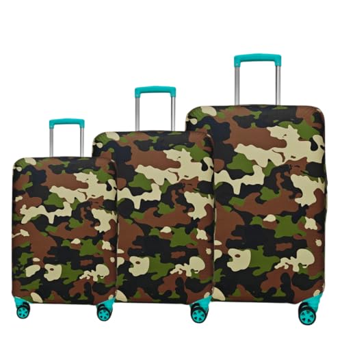 Image of Printed Polyester Suitcase Cover Stretchable Luggage Protector Trolley Bag Cover Travel Accessory (Fougi Brown-S,M,L)