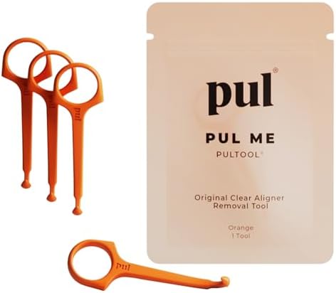 PUL Pack of 4 Aligner Removal Tool – Invisalign Remover Tool & Retainer Hook for Clear Aligners, Trays & Night Guards – Reusable Invisalign Accessories, Aligner Hooks & Retainer Removal Hook – Orange