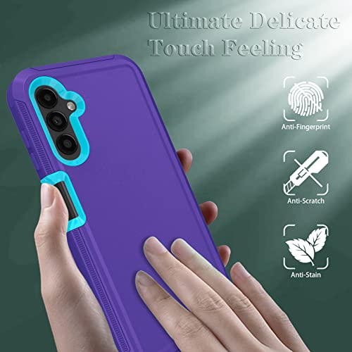 ONOLA Compatible with Samsung Galaxy A14 5G Case with HD Screen Protector, Heavy Duty Shockproof & Dropproof 3-Layer Cover Phone Case for Samsung A14,Purple SkyBlue
