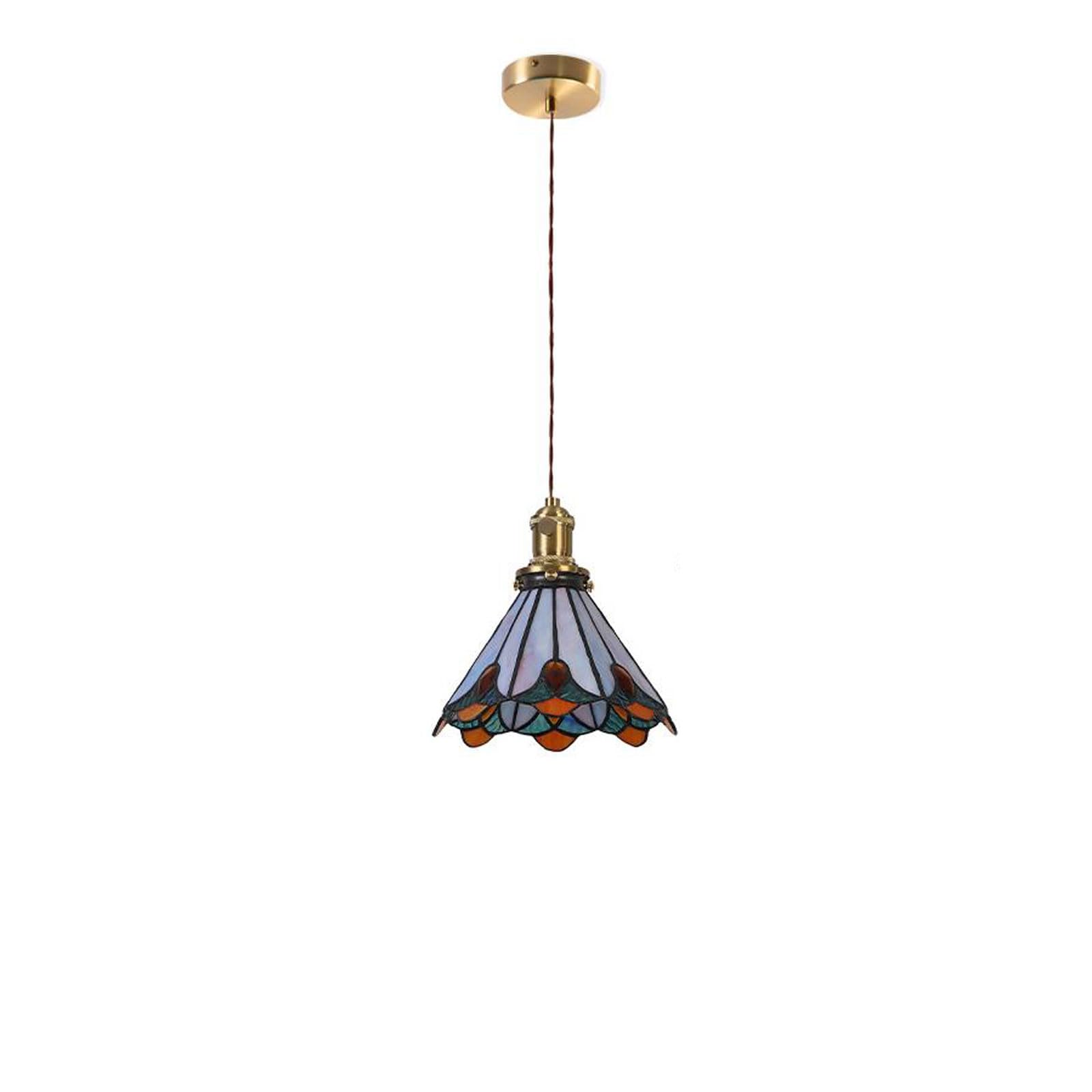 Rszcsmo Multicolor Retro Ed Glass Pendant Light Creative Flower-Shaped Lamp Body Hanging Lamp Bedroom Study Dining Room Lighting Fixture