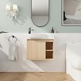 sernoxa 26 inch Bathroom Vanity with Sink,Floating Vanity Bathroom,26 Modern Floating Bathroom Vanity with Ceramic Basin, with Soft-Close Door,Oak
