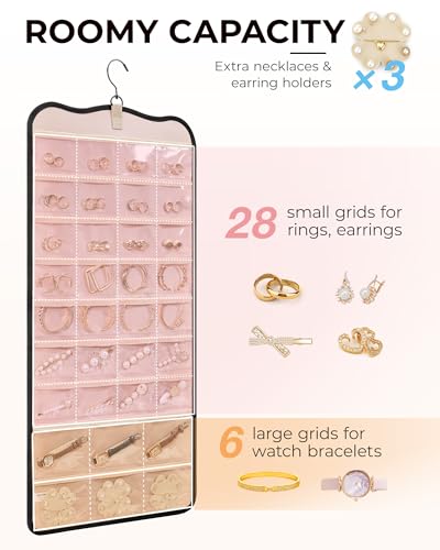 image for BAGSMART Hanging Jewelry Organizer Storage with Hanger Metal Hooks Dou