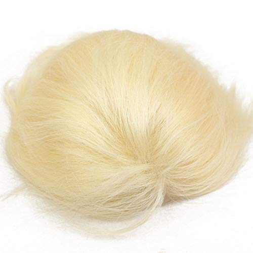 Foto von Rubyonly Herren Toupet Blonde Farbe 613 Gerade Remy Menschenhaar-Perücken Ganz Haut PU-Handwerk Größe 10x8 Hair Replacement-System