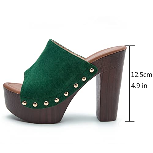 Guniyifs Women's Platform Sandal Heeled Sandals For Women Chunky Heel Summer Dressy Leather Peep Toe Mule Sandals Block Heel #TOP1