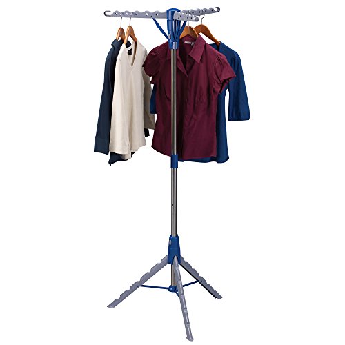 Household Essentials 5009-1 Collapsible Portable Indoor Tripod Clothes Drying Rack For Hanging Laundry | Silver And Blue Medium #TOP3