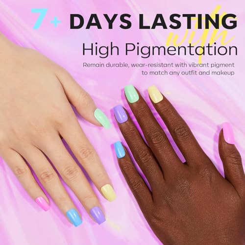 Image of modelones Nail Polish Set, 6 Colors Spring Summer Easter Macaron Pastel Nail Polish Soft Pink Purple Blue Green Orange Quick Dry Nail Polish Kit Salon Home DIY Manicure Kit Gift For Women Girl