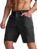 CQR Men's Quick Dry Stretch Hiking Cargo Shorts, Lightweight Water Resistant Tactical Casual, Golf & Outdoor with Pockets, Rocky Shorts Black, 30W x 10L