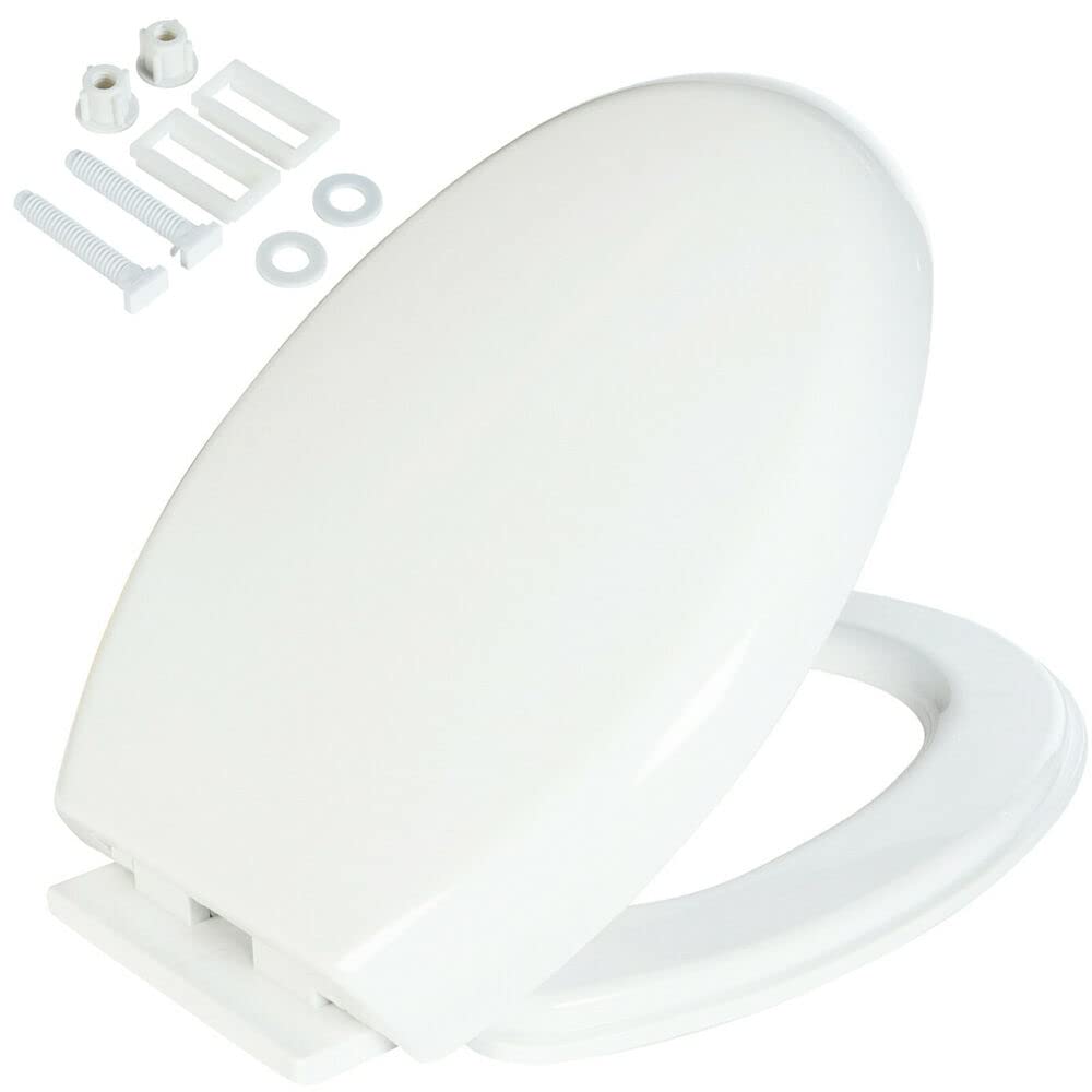 Luxury Slow Soft Close White Oval Bathroom Toilet SEAT with Bottom Fixing Hinges