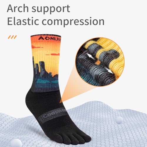 AONIJIE Long Tube Outdoor Five Toe Socks Shock Absorption Moisture Wicking Toe Socks for Trail Running Warking Ride4