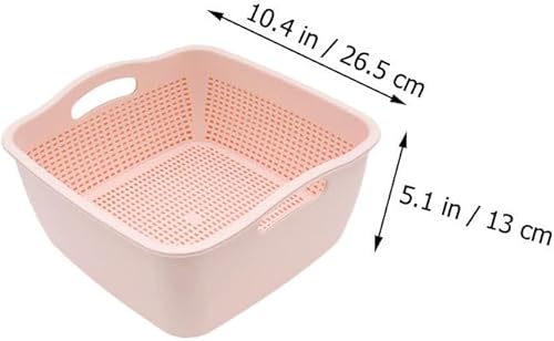 Miniatura 3 de Hemoton Cesta de drenaje de doble capa,Cuenco de colador de alimentos de cocina de plástico,Colador de alimentos de plástico grande,Cesta de lavado