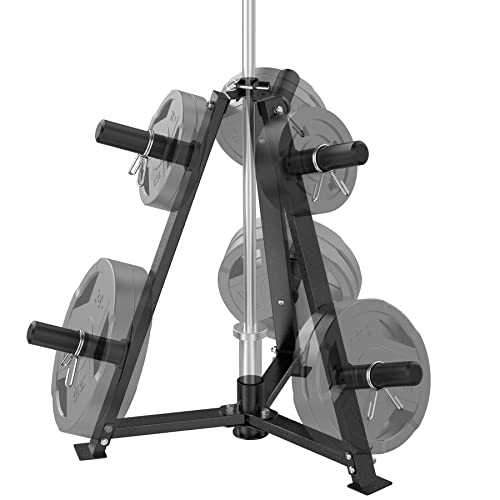 Ultra Fuego Weight Plate Tree Rack Stand for weights with 2-inch / 1-inch diameter holes and an Olympic Weight bar Holder 