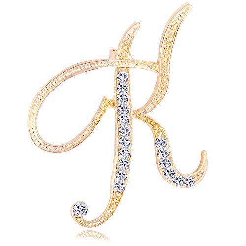 ETHOON Letter Brooch Pins Initial Rhinestone Brooch for Women Crafts Gold K