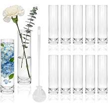 7.48 inch Tall Vases for Flowers,12PCS Glass Cylinder Vase, Single Rose Bud Vase for Event Decor,Bud Vases in Bulk for Wedding Centerpieces,Home Aesthetic Desk Decor, Party Decorations