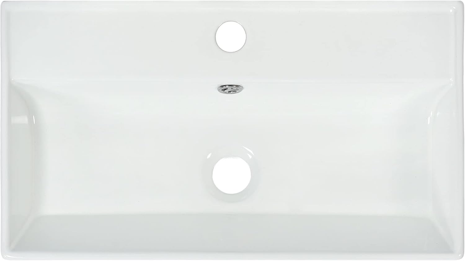 Merax Small Bathroom Vanity with Single Ceramic Sink, Narrow Depth, White, 21.6"W x 12.2"D x 33.9"H, Modern Style, Freestanding, Left Side Storage, Easy Assembly
