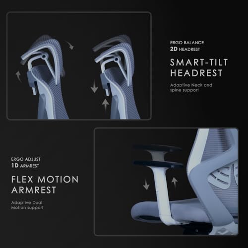 Image of Varaha Sattva BIS Certified Ergonomic Office High Back Chair | 5 Year Warranty| Adjustable 2D Headrest, 1D PU Armrest, Seat Sliding Mechanism with 3 Multilock Recline| Gaming Desk Chair for Home|White