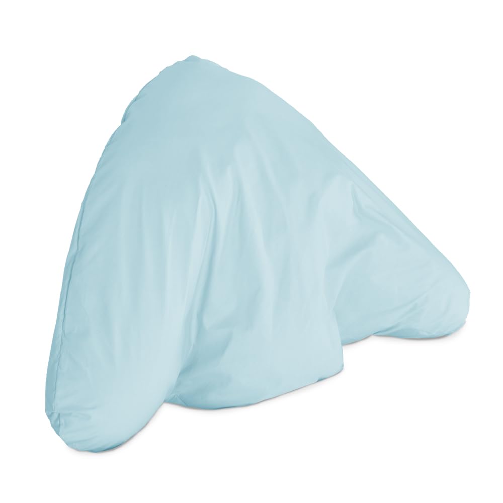 Lancashire Bedding Light Blue Orthopaedic Batwing Pillow, Polycotton Pillowcase - Back & Lumbar Support, Rds Certified Duck Feather Filling, 100% Cotton Casing - 29"X33" Made In Britain Reading Pillow