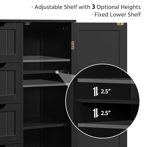 image for Yaheetech Wooden Storage Cabinet, Bathroom Storage Organizer with 4 Dr