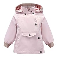 ACESTAR Boys Girls Waterproof Rain Jacket Coat,Windproof Raincoat Windbreaker Outwear for Kids Children Toddler Spring Fall Jacket(JK007W0,3T) Pink White